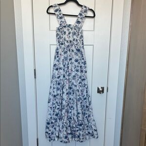 Abercrombie & Fitch White Maxi Dress with Navy and Light Pink Floral Print